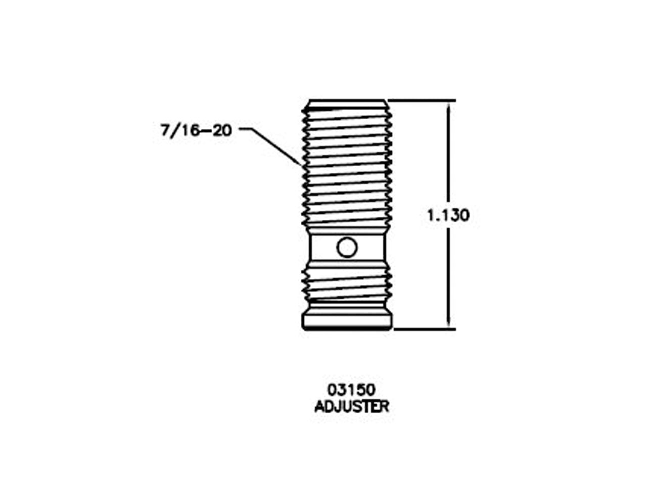 T & D Rocker Arm Adjuster Screw With Shoulder 03150 7/16-20 Thread, 1.130