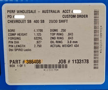 Load image into Gallery viewer, JE Piston, Chevrolet, Small Block Chevrolet, 4.170 in. Bore, 1.125 CD, 8cc Dome