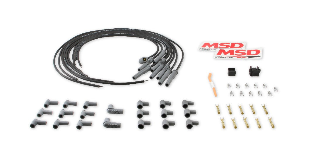 MSD Multi Angle Universal Ignition Lead Set, Black 8.5mm Super Conductor HEI & Socket, 8 Cylinder