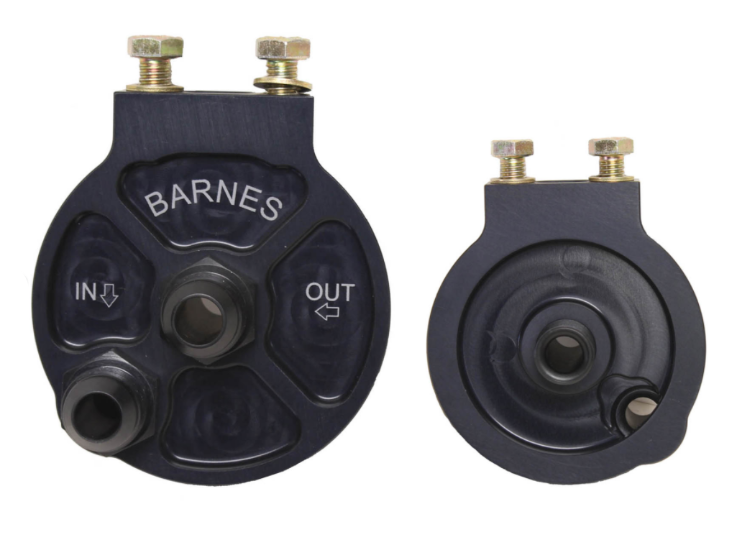 Barnes Universal Billet Filter Mount, Less Bracket, -10an Fittings, Steel Filter Thread
