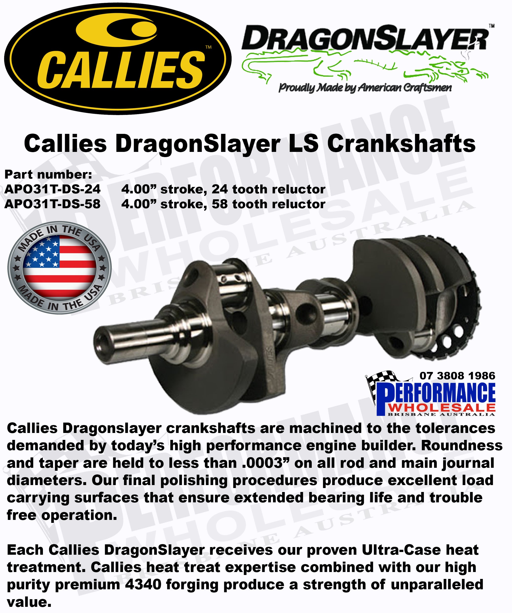 Callies Dragonslayer Crankshaft Suit LS Engines 4.000