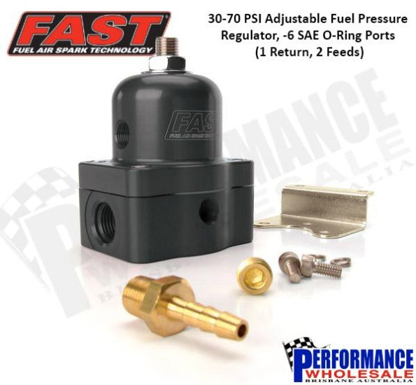 FAST EFI Adjustable Fuel Pressure Regulator, 30-70 PSI, -6 O-Ring Ports