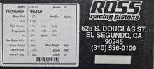 Load image into Gallery viewer, Ross Dish Piston Set Suit Chevrolet SB V8, 4.003" Bore, 1.268" Comp Height, 0.927" Pin, Set of 8