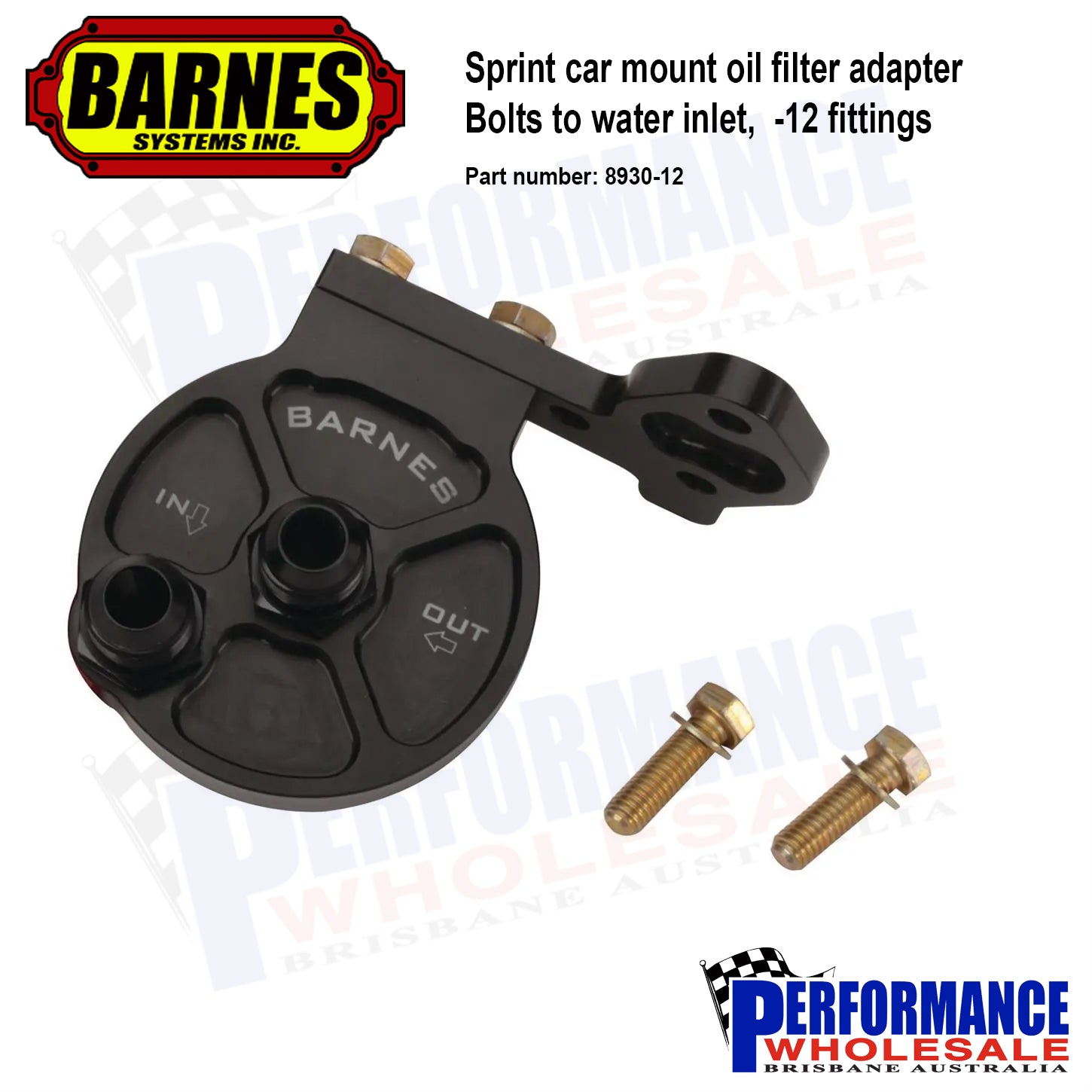 Barnes Sprint Car Mount Oil Filter Adapter With -12AN Fittings