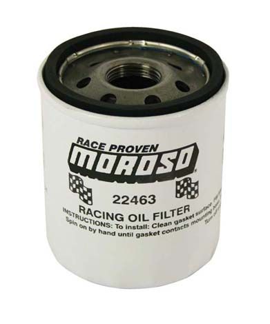 Moroso Racing Oil Filter, Ford 4.6/5.4, GM LS Series 2007 & up, 22 mm-1.5 thread, Short Design