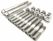 Load image into Gallery viewer, BK Ti Components Titanium DMI Side Hat Kit Suit Red Devil Inboard 7 of 7/16 Unf/Unc x 2 1/4in Studs 1 of 7/16 Unf/Unc x 1.7in 1 of 7/16 Unf/Unc Stud x 1.95in 2 of 7/16 Unc x 4 1/2in Hex 9/16in 9 of 7/16 Unf Titanium Nylocs
