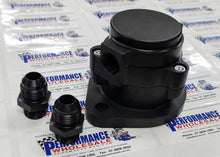 Load image into Gallery viewer, DJE CT525 Thermostat Housing With restrictor Plate &amp; 2 x -8an Water Fittings
