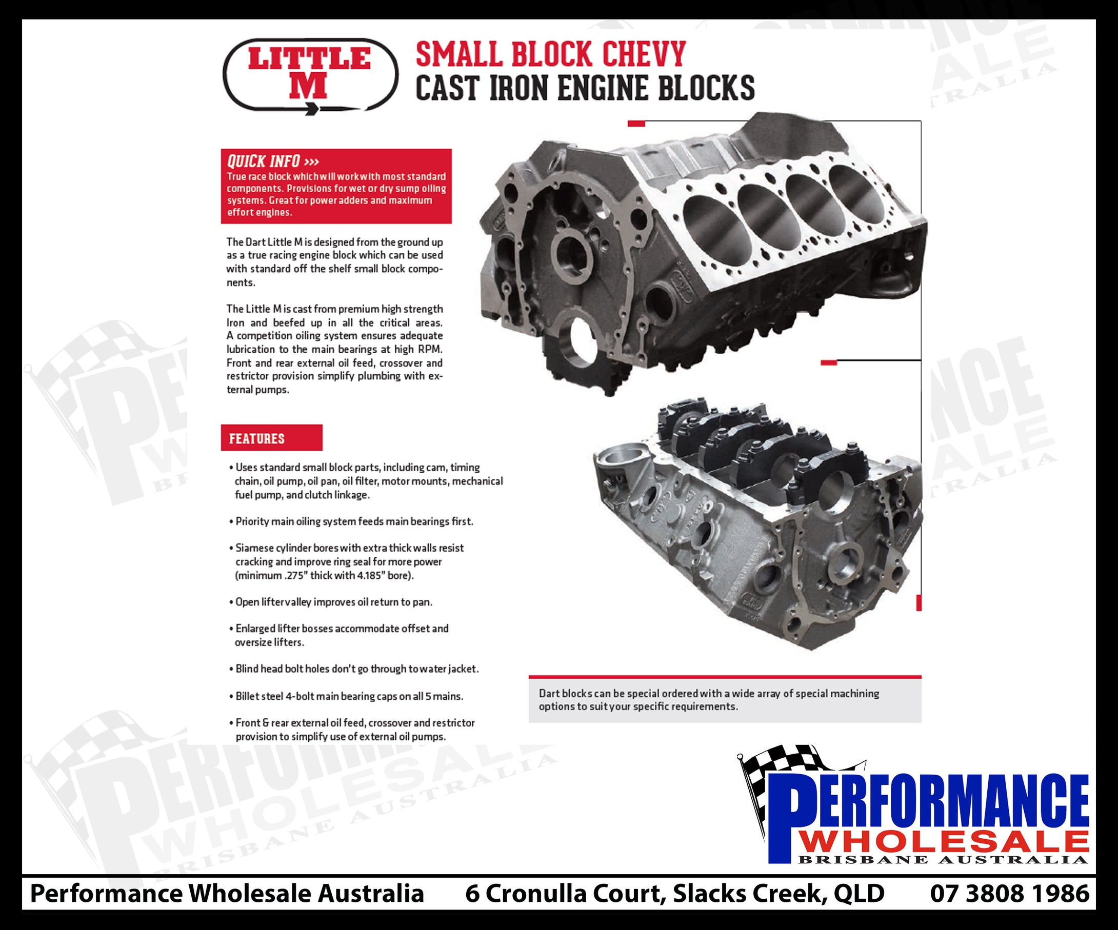 Dart Little M Chevrolet Small Block Iron Block – 4.000-4.125 In. Bore, 9.025 In. Deck