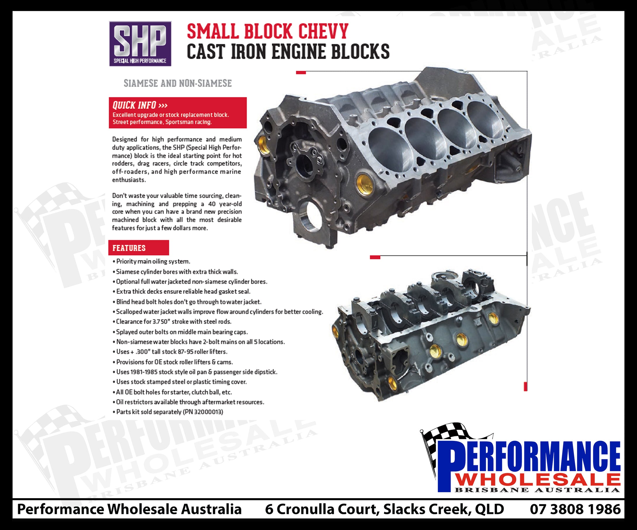 Dart SHP Chevrolet Small Block Iron Block – 4.000-4.125 In. Bore, 9.025 In. Deck