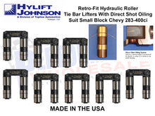 Load image into Gallery viewer, Hy-lift Johnson &quot;HIGH RPM&quot; Retro-Fit Hydraulic Roller Tie Bar Lifters With Direct Shot Oiling Suit Small Block Chevy 283-400ci
