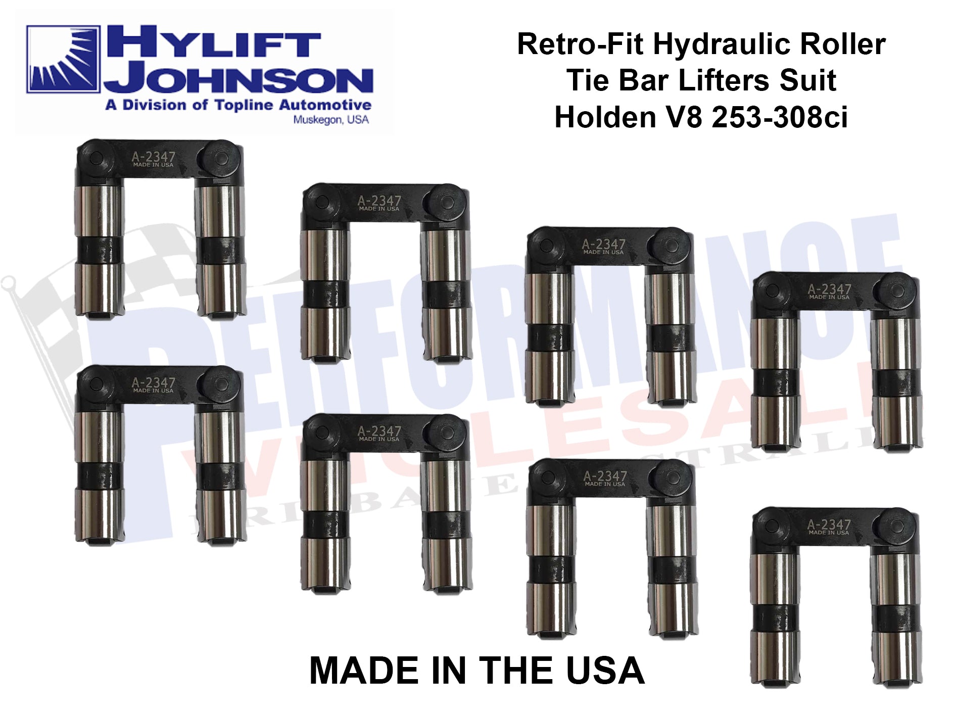 Hy-lift Johnson Retro-Fit Hydraulic Roller Tie Bar Lifters Suit Holden V8 253-308ci