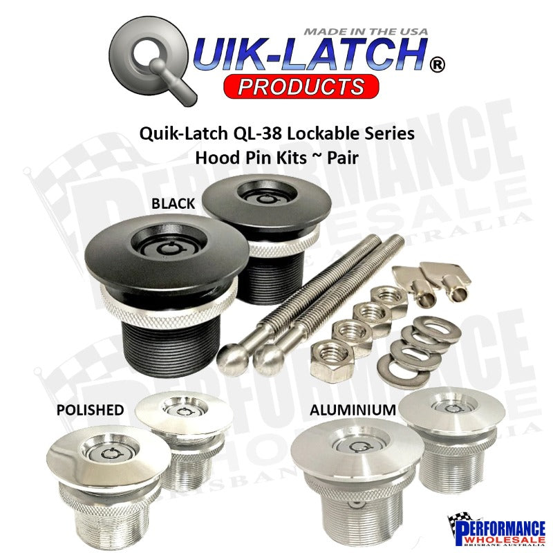 Quick Latch System Quik-Latch QL-38 Lockable Series Hood Pin Kits ~ Pair – Performance ...