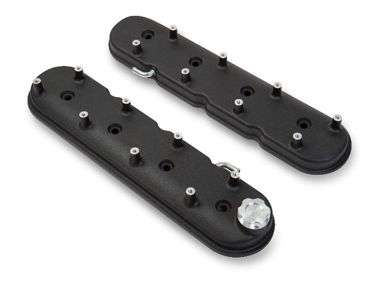 Holley LS Valve Covers With Coil Mounting Posts, Cast Aluminium - Satin Black Finish