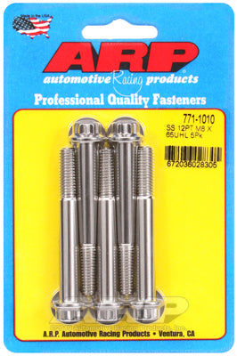 ARP Kit #: 771-1010  Metric Thread Bolt Kit ARP Stainless M8 x 1.25 65mm UHL  Socket Size: 10mm 12pt