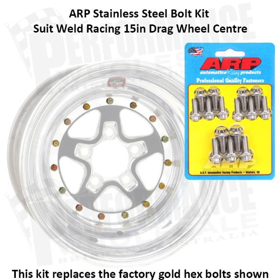 ARP Stainless Steel Bolt Kit Suit Weld Racing 15in Drag Wheel Centre