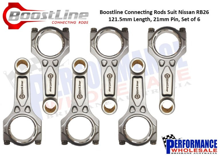 Wiseco Boostline Connecting Rods Suit Nissan RB26, 121.5mm Length, 21mm Pin, Set of 6