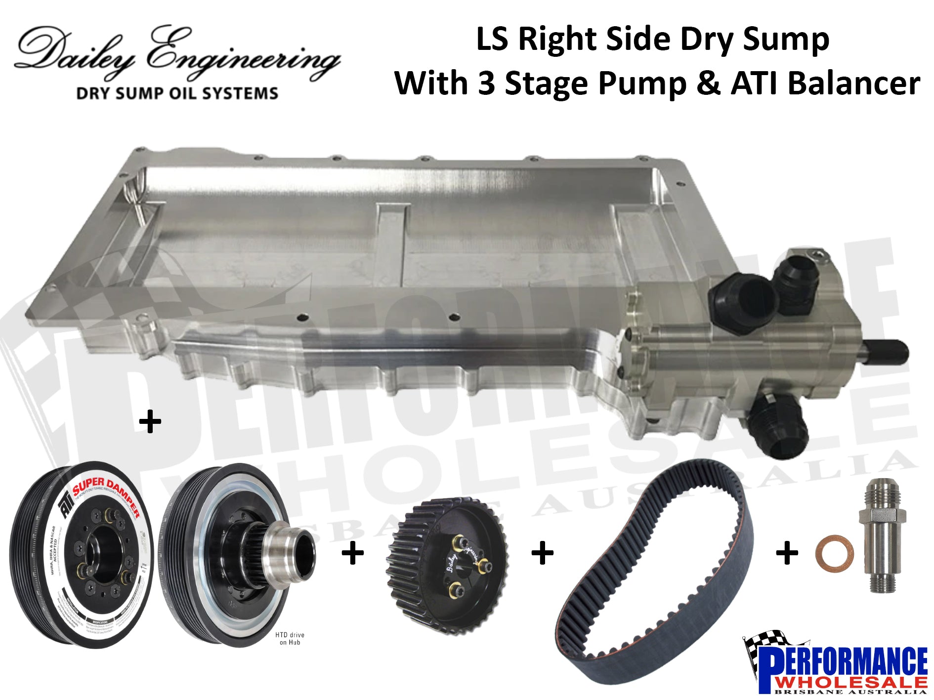 Dailey Engineering GM LS2, LS3 Production Right Side Dry Sump With 3 Stage Pump & ATI Balancer