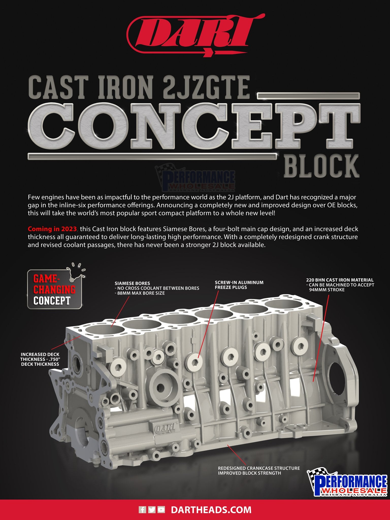 Dart Cast Iron Toyota 2JZGTE Engine Block ~ Estimated due date mid 2024
