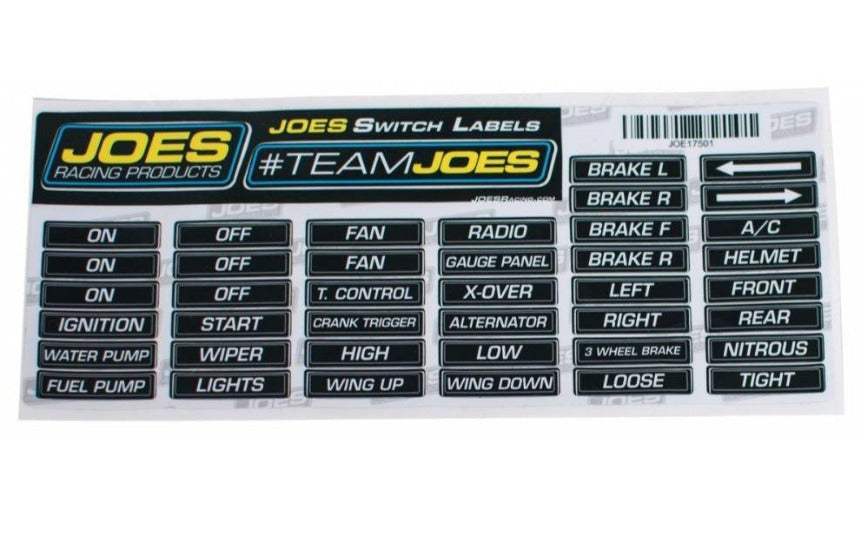 Joes Racing Products Switch Panel Labels