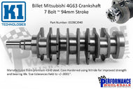 K1 Technologies Billet Crankshaft Suit Mitsubishi 4G63, 94mm Stroke, 7 Bolt