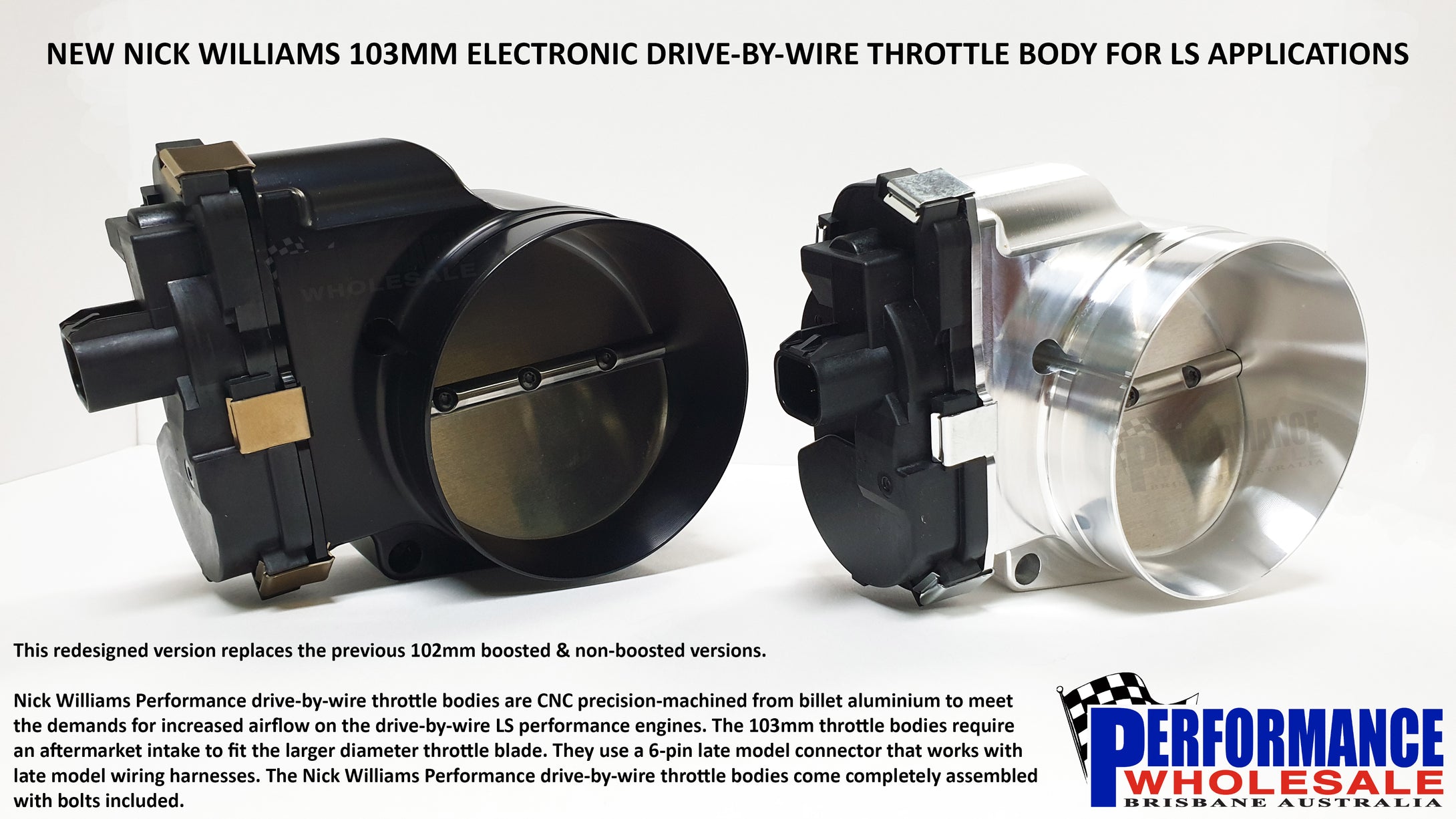 Nick Williams 103mm Electronic Drive-By-Wire Throttle Body For LS Applications