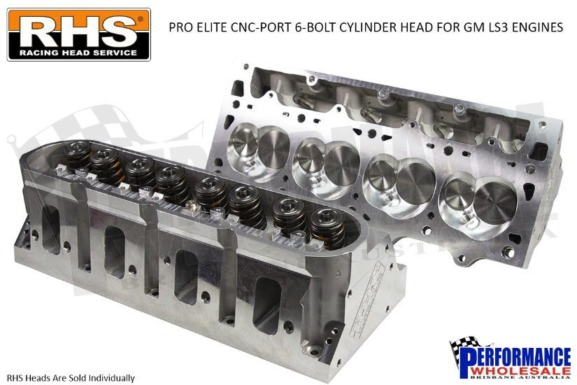 RHS Pro Elite GM LS3 CNC Port 6-Bolt Aluminium Cylinder Head 263cc Runner / 68cc Chamber- Assembled