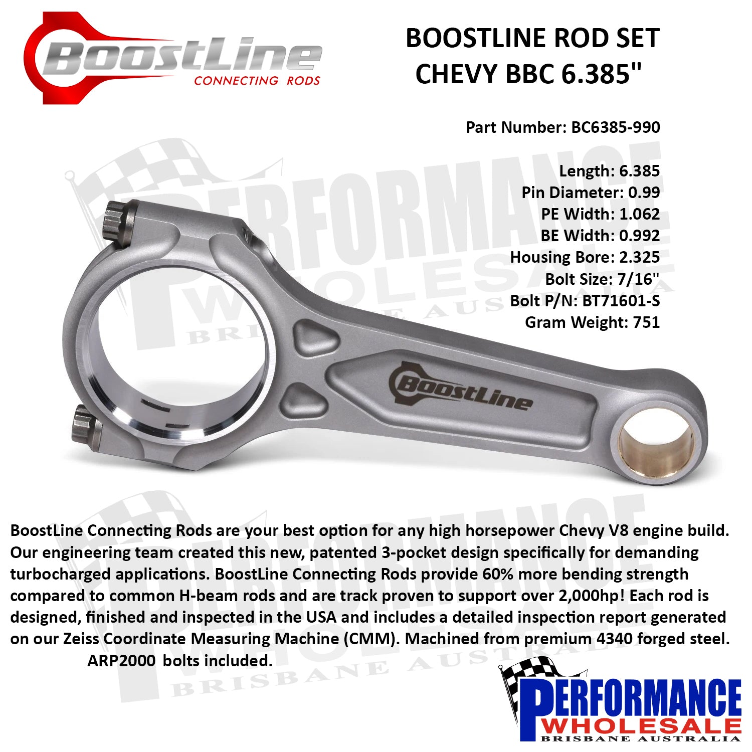 Wiseco Boostline Connecting Rods Suit BB Chev 6.385