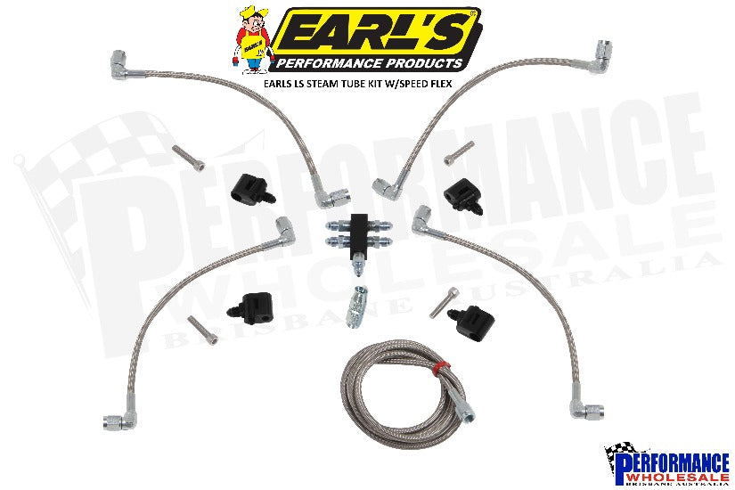 Earls Steam Tube Vent Kit For Front & Rear Of LS Engines ~ Four Corner