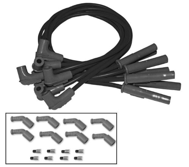 MSD Ignition Lead Set Suit LS Engines With Relocated Coils, Black 8.5mm Super Conductor 8 Cylinder