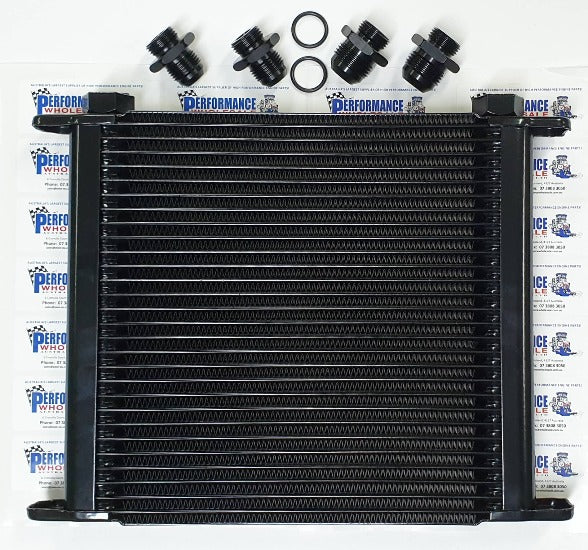 PWR Engine Oil Cooler - 28 Row - External Plate & Fin - 280x256x37mm Includes Fittings